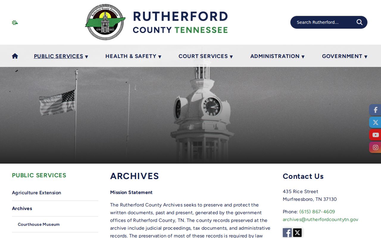 Rutherford County historical court record archive indexes