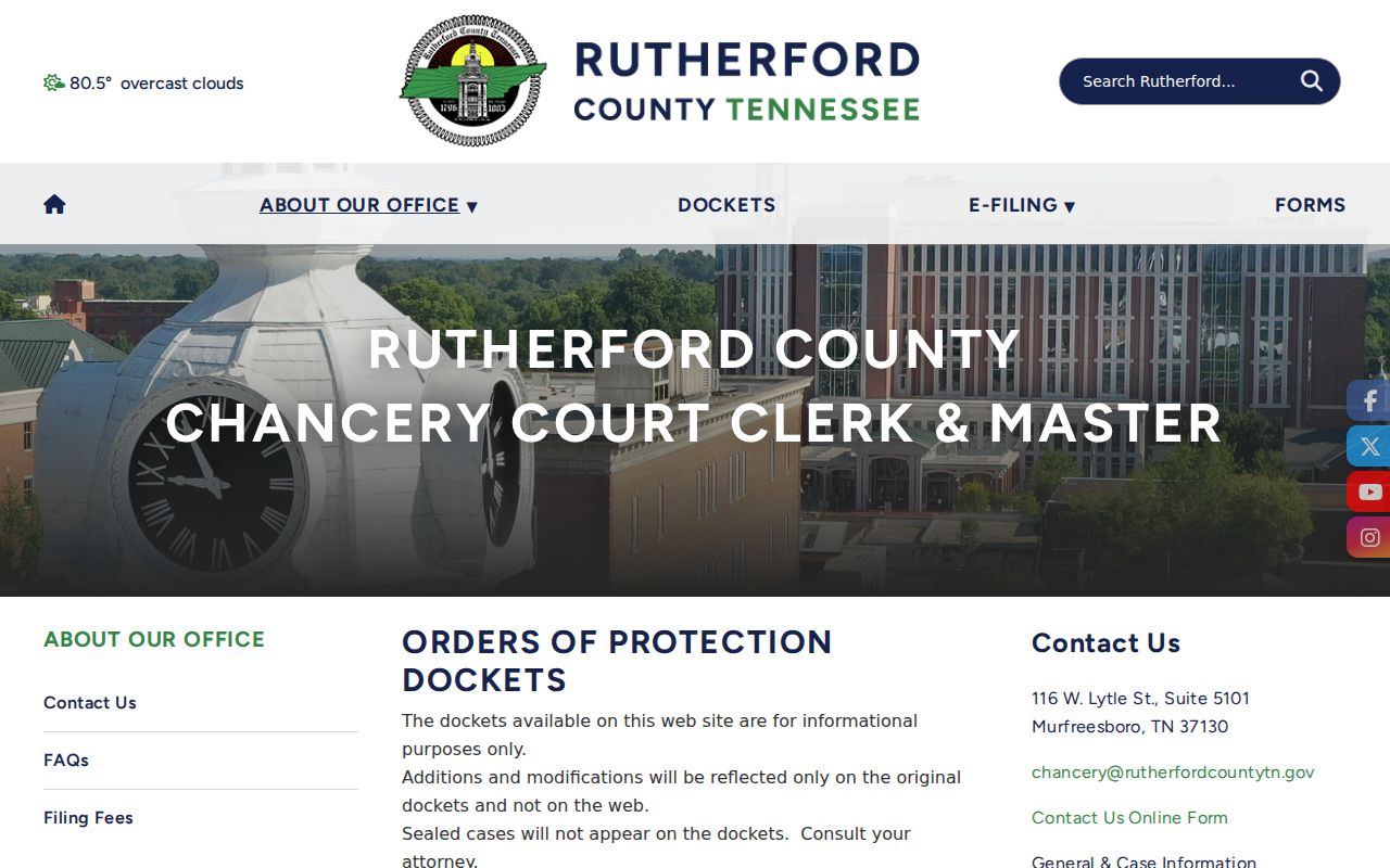 Rutherford County Chancery protection docket update notice