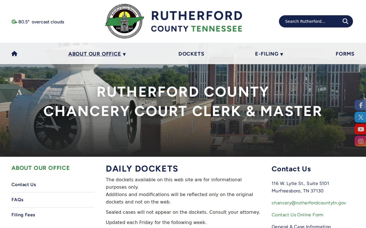 Rutherford County Chancery weekly daily docket links