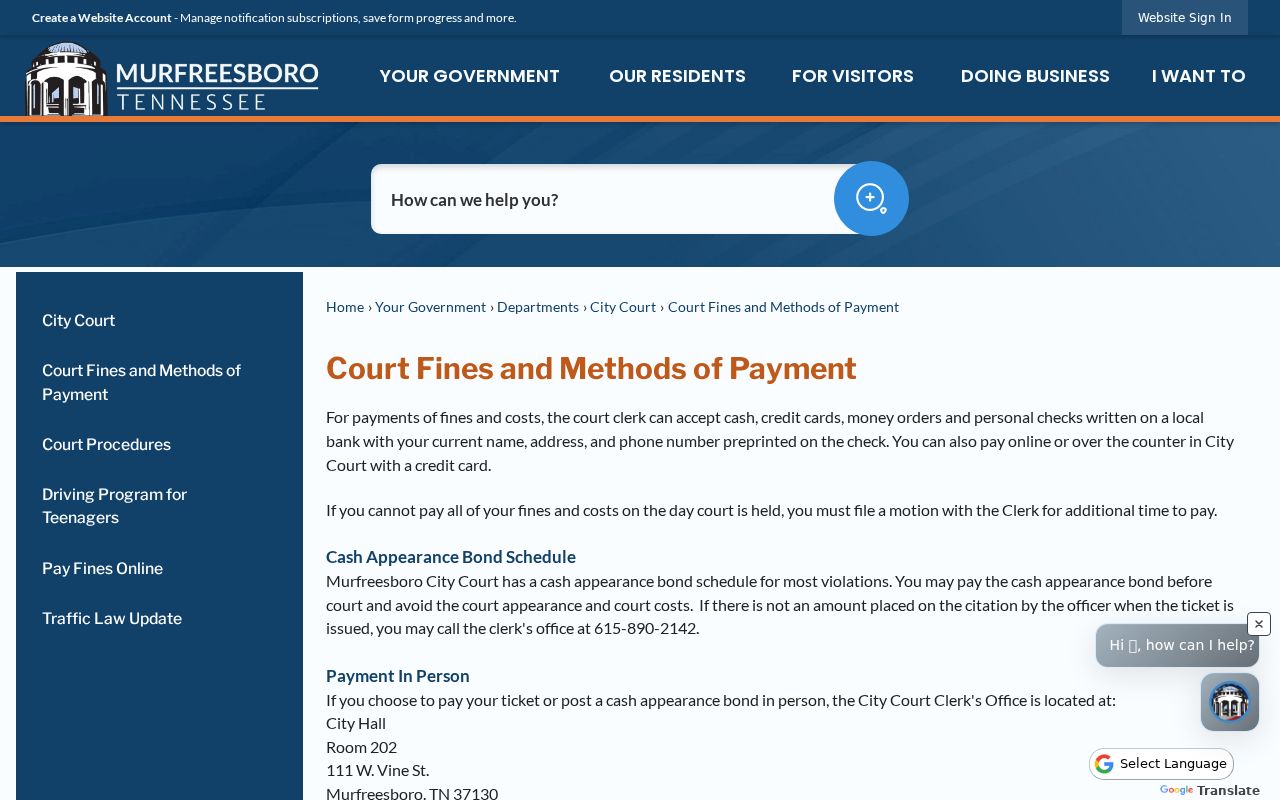 Murfreesboro court docket payment methods and city channels