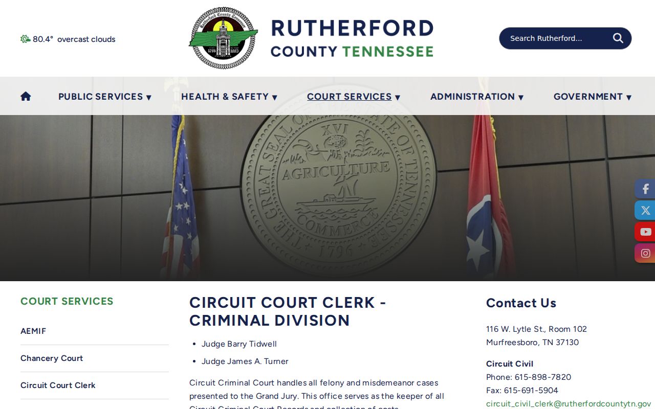Rutherford County criminal court docket division information